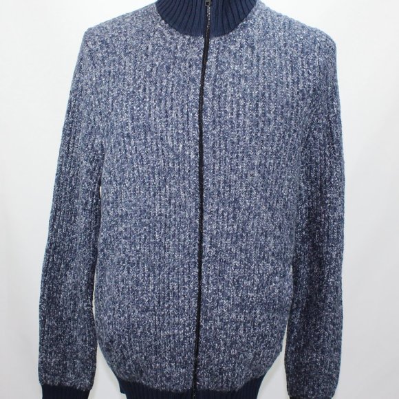 NWT Express Men's Marled Knit Sweater XL Blue Cotton Stretch - Picture 2 of 7